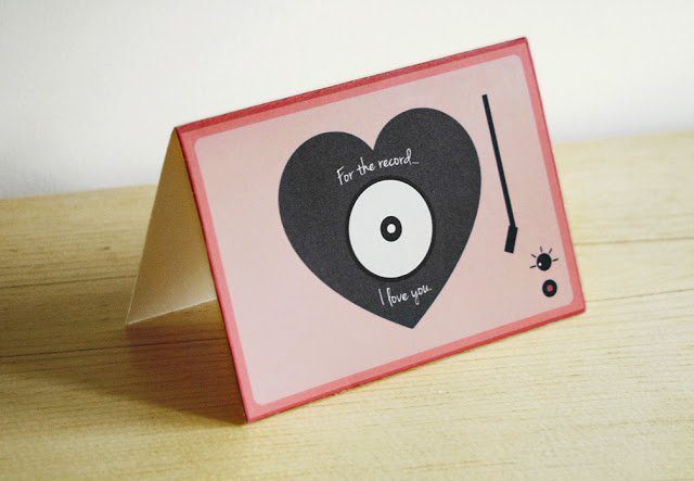 Tarjeta disco para San Valentín