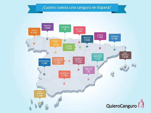 Infografía Cuánto cobra una canguro en casa mapa España